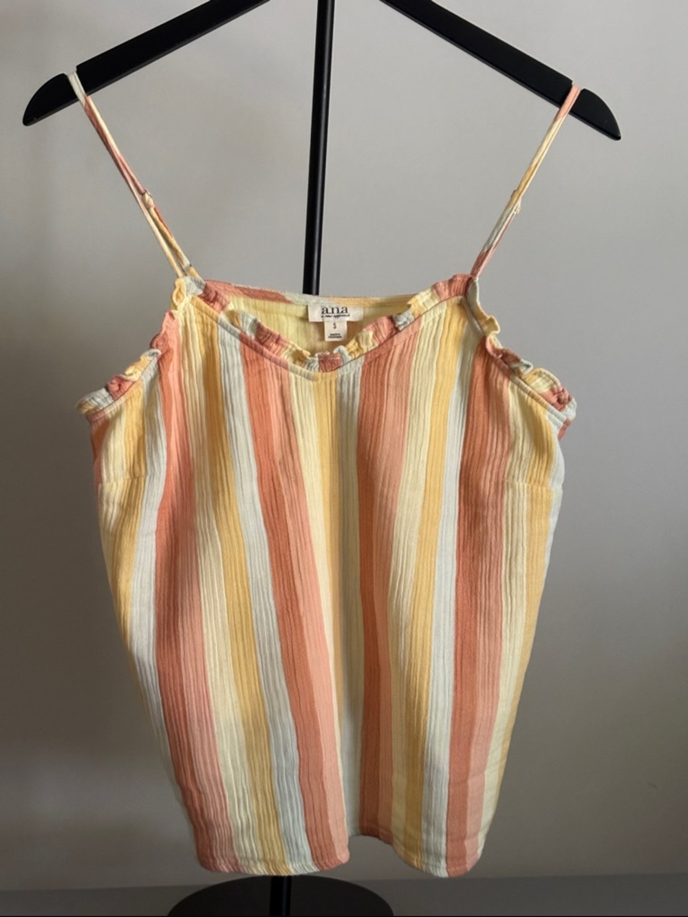 a.n.a Peach, Yellow & Cream Striped Ruffle-Trim Cami
